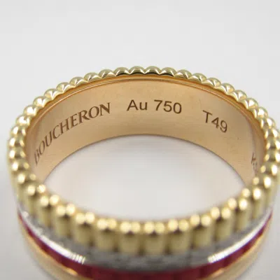 Pre-owned Boucheron Clear Red Color Yellow Gold (18k) Pink Gold (18k) White Gold (18k) Ceramic Band Ring (pre-