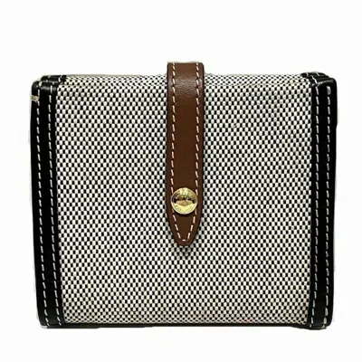 Pre-owned Burberry Black Brown Gray Canvas Leather Wallet (bi-fold) ()