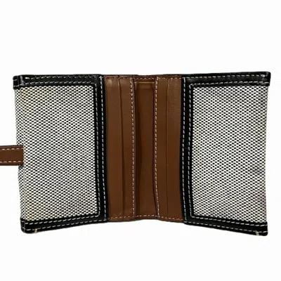 Pre-owned Burberry Black Brown Gray Canvas Leather Wallet (bi-fold) ()