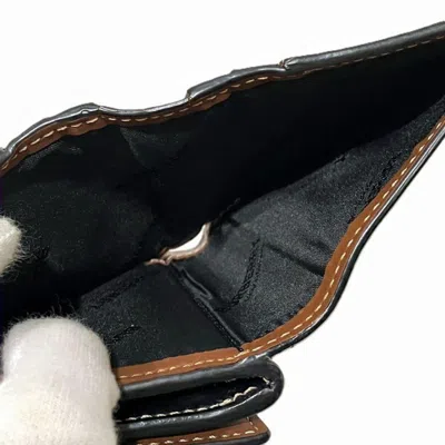 Pre-owned Burberry Black Brown Gray Canvas Leather Wallet (bi-fold) ()