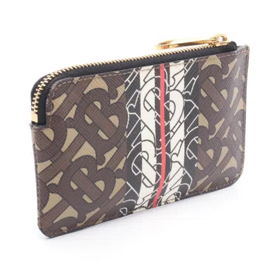 Pre-owned Burberry Brown Multi-color Coated Canvas Coin Purse/coin Case ()