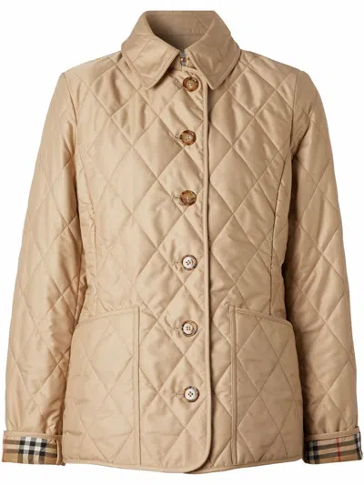 Burberry Women Quilted Jacket In Brown
