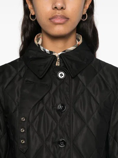 Burberry Women's Tailored Jacket With Quilted High Collar In Black