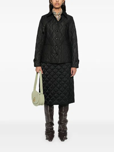 Burberry Women's Tailored Jacket With Quilted High Collar In Black