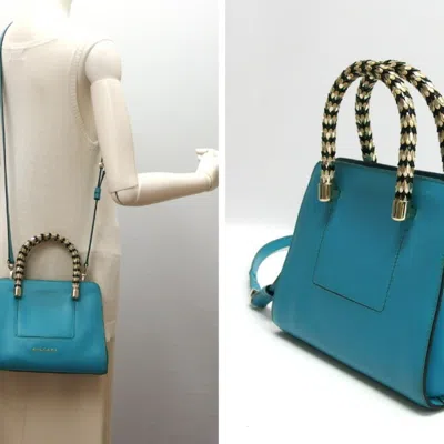Pre-owned Bvlgari Blue Turquoise Leather Handbag Shoulder Bag () In Multi