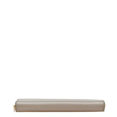 Pre-owned Celine Beige Grayish Leather Long Wallet (bi-fold) ()