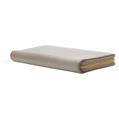 Pre-owned Celine Beige Grayish Leather Long Wallet (bi-fold) ()