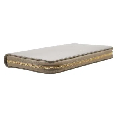 Pre-owned Celine Beige Grayish Leather Long Wallet (bi-fold) ()