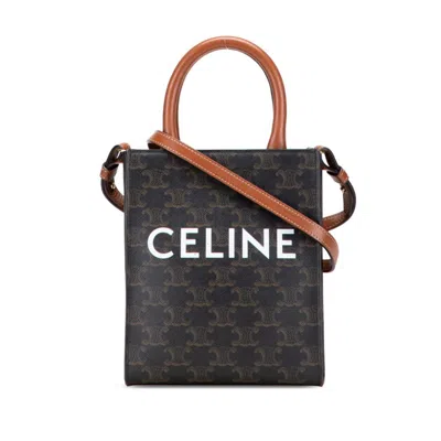 Pre-owned Celine Black Brown Pvc Leather Shoulder Bag Tote Bag () In Multi