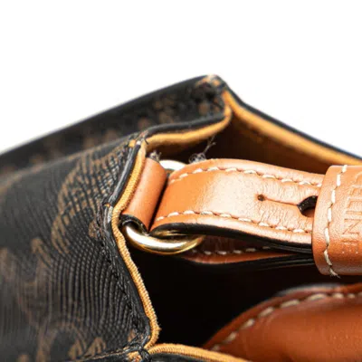 Pre-owned Celine Black Brown Pvc Leather Shoulder Bag Tote Bag () In Multi