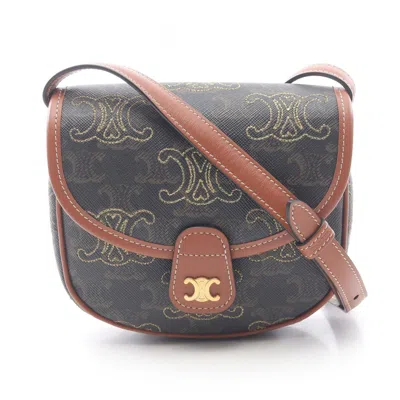 Pre-owned Celine Brown Canvas Leather Shoulder Bag ()
