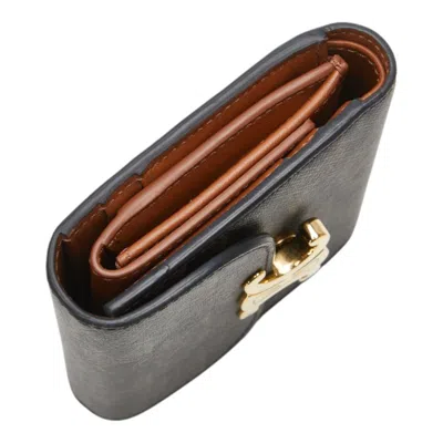 Pre-owned Celine Macadam Black Brown Pvc Leather Wallet (tri-fold) () In Multi