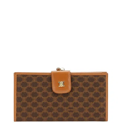 Pre-owned Celine Macadam Brown Pvc Leather Long Wallet (bi-fold) ()
