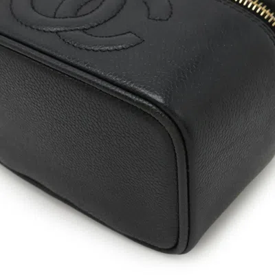 Pre-owned Chanel Black Grained Calfskin Pouch Vanity Bag ()