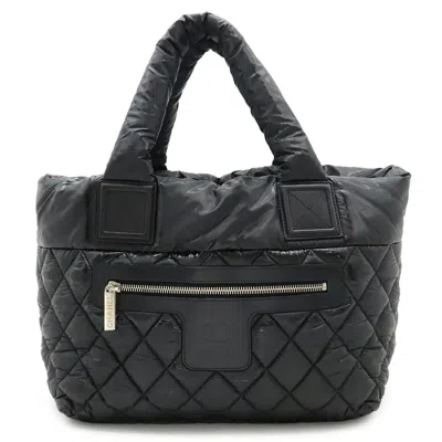 Pre-owned Chanel Black Nylon Leather Handbag Tote Bag ()