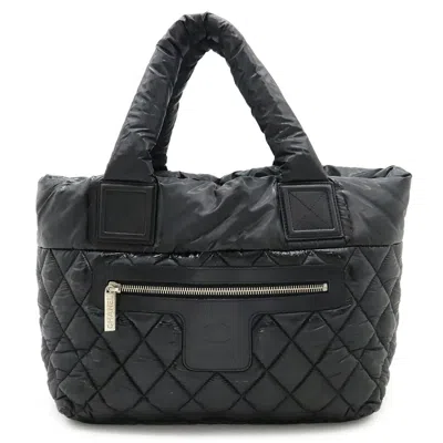 Pre-owned Chanel Black Nylon Leather Handbag Tote Bag ()