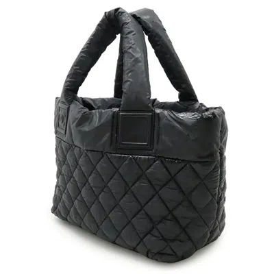 Pre-owned Chanel Black Nylon Leather Handbag Tote Bag ()