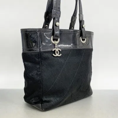 Pre-owned Chanel Black Patent Leather Leather Tote Bag ()