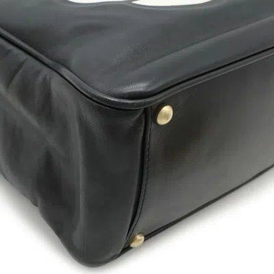 Pre-owned Chanel Black White Leather Shoulder Bag Tote Bag () In Multi