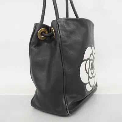 Pre-owned Chanel Black White Leather Tote Bag () In Multi