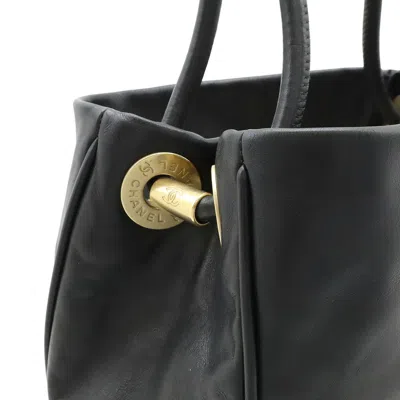 Pre-owned Chanel Black White Leather Shoulder Bag Tote Bag () In Multi