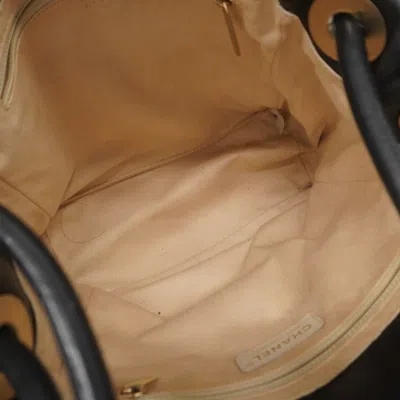 Pre-owned Chanel Black White Leather Tote Bag () In Multi