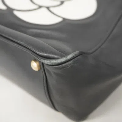 Pre-owned Chanel Black White Leather Tote Bag () In Multi