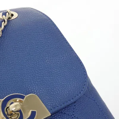 Pre-owned Chanel Blue Grained Calfskin Backpack ()