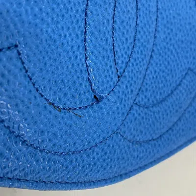 Pre-owned Chanel Blue Grained Calfskin Long Wallet (bi-fold) ()