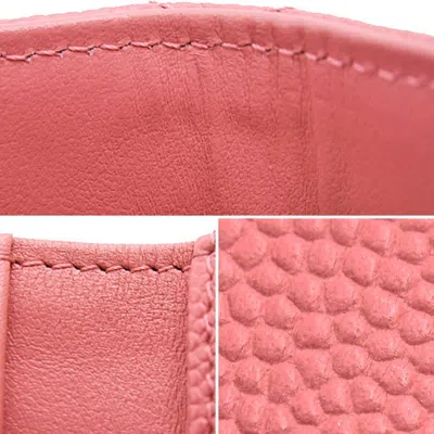 Pre-owned Chanel Matelasse Coral Pink Grained Calfskin Wallet (tri-fold) ()
