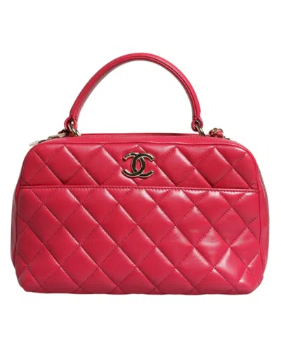 Pre-owned Chanel Pink Seal Matelasse Chain Cc Lamb Skin Leather Women's Bag