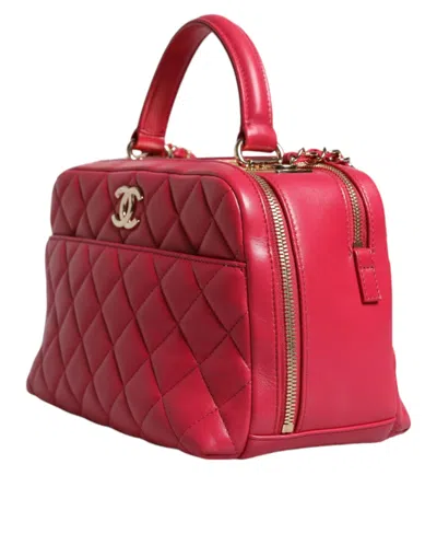 Pre-owned Chanel Pink Seal Matelasse Chain Cc Lamb Skin Leather Women's Bag