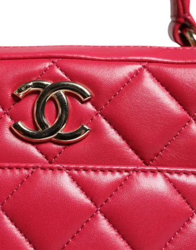 Pre-owned Chanel Pink Seal Matelasse Chain Cc Lamb Skin Leather Women's Bag
