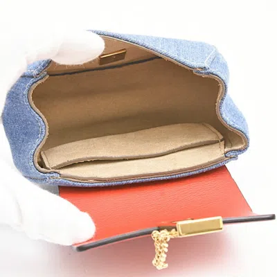 Pre-owned Chloé Blue Red Color Denim Leather Shoulder Bag () In Multi