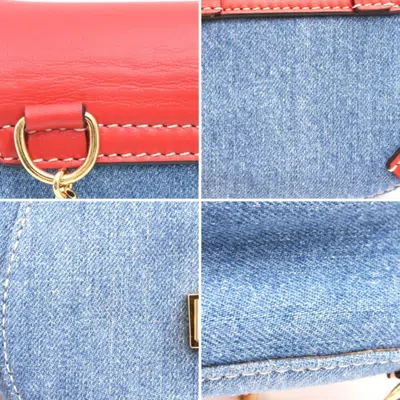 Pre-owned Chloé Blue Red Color Denim Leather Shoulder Bag () In Multi