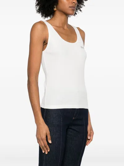 Chloé Women Logo Cotton Tank Top In White