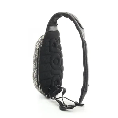 Pre-owned Dior Christian  Beige Black Navy Canvas Leather Fanny Pack Sling Bag ()