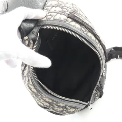 Pre-owned Dior Christian  Beige Black Navy Canvas Leather Fanny Pack Sling Bag ()