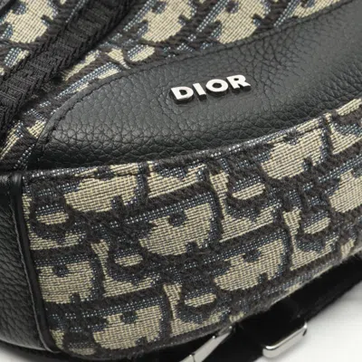 Pre-owned Dior Christian  Beige Black Navy Canvas Leather Fanny Pack Sling Bag ()