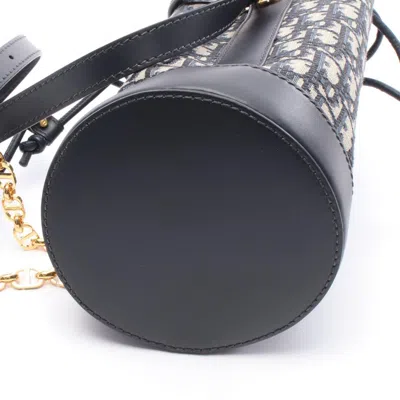 Pre-owned Dior Christian  Gray Navy Canvas Leather Backpack () In Multi