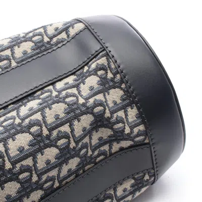 Pre-owned Dior Christian  Gray Navy Canvas Leather Backpack () In Multi