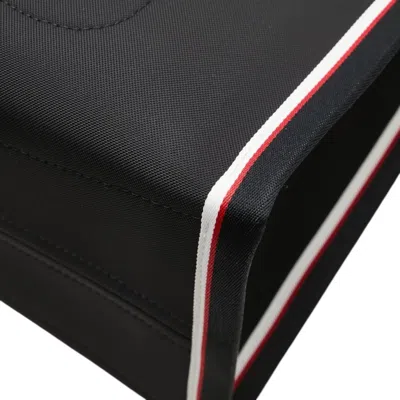 Pre-owned Christian Louboutin Black Red Color White Nylon Leather Tote Bag () In Multi