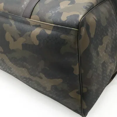 Pre-owned Coach Camouflage Dark Brown Green Multi-color Pvc Leather Boston Bag Shoulder Bag ()