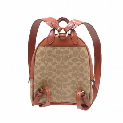 Pre-owned Coach Signature Brown Signature Line Backpack ()