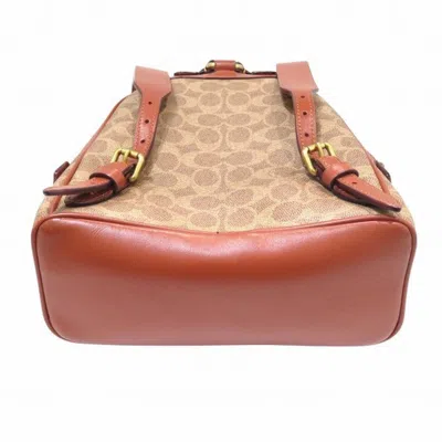 Pre-owned Coach Signature Brown Signature Line Backpack ()