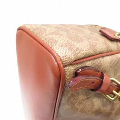 Pre-owned Coach Signature Brown Signature Line Backpack ()
