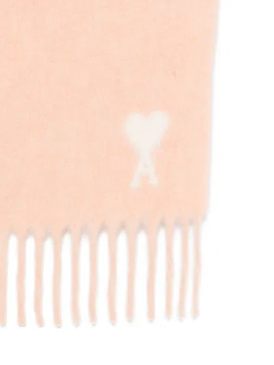 Ami Alexandre Mattiussi Ami Paris Ami Paris De Coeur Wool Scarf In Pink