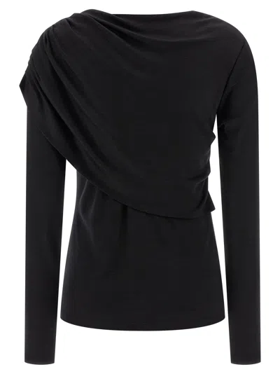 Isabel Marant Asymmetric Draped Long Sleeve Top In Black