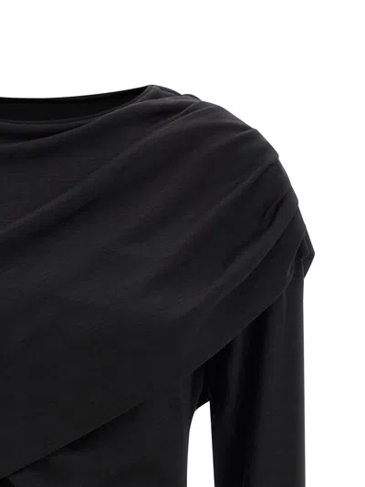 Isabel Marant Asymmetric Draped Long Sleeve Top In Black