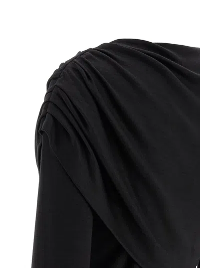 Isabel Marant Asymmetric Draped Long Sleeve Top In Black